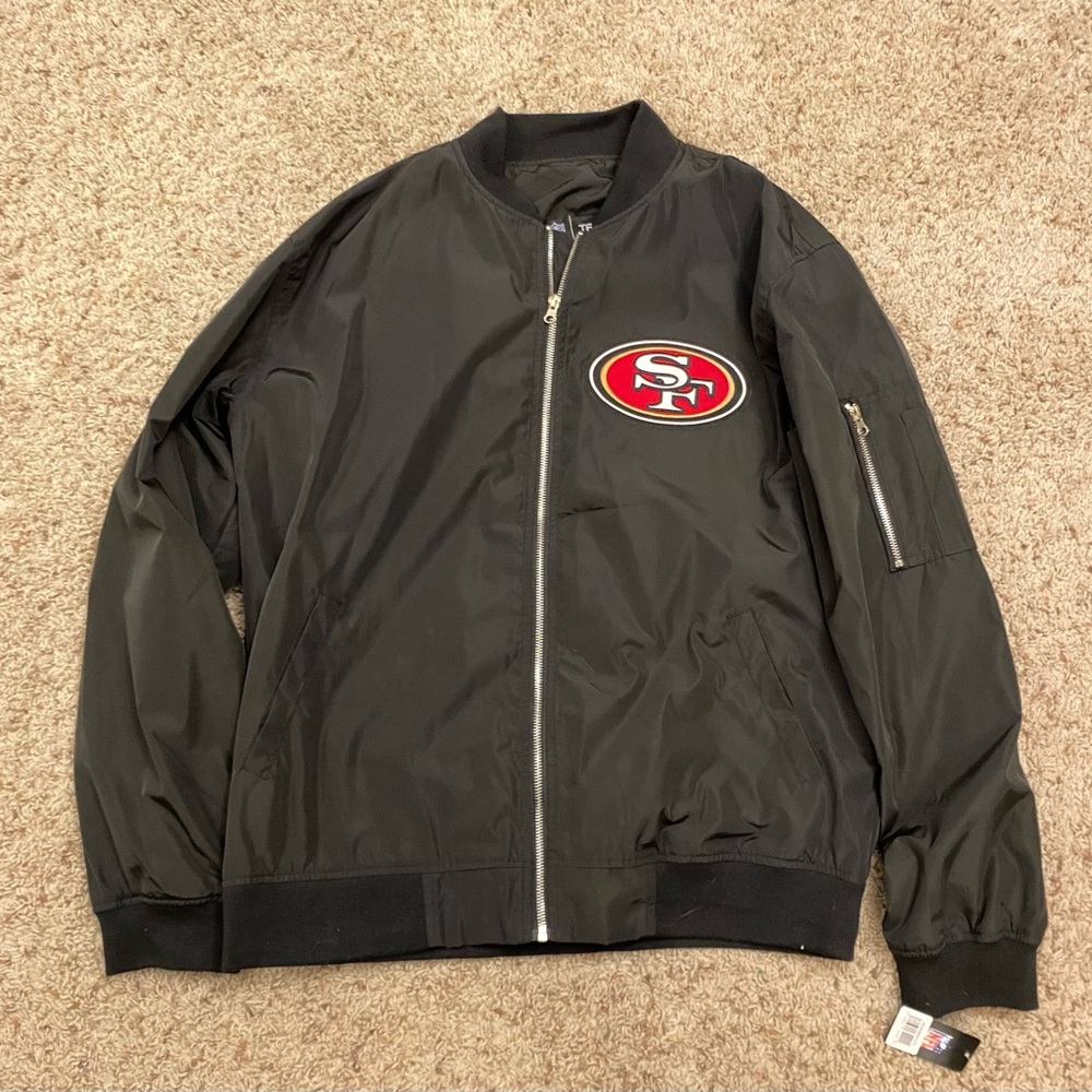San Francisco 49ers NFL Pro Line Black Full-Zip Bomber Lightweight Jacket